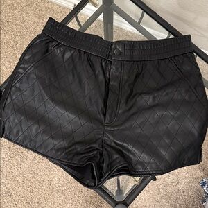 Zara Quilted Black Leather Shorts Sz XL